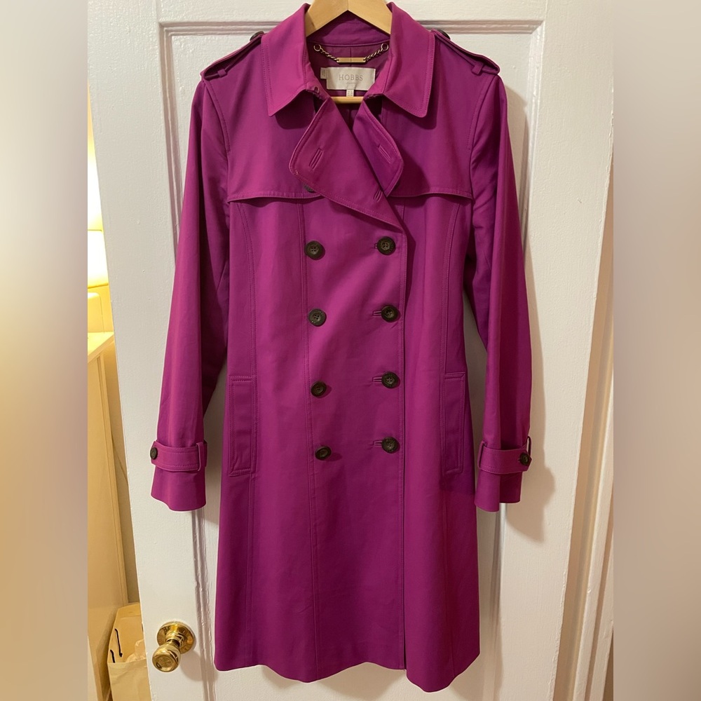 HOBBS LONDON Saskia Trench Coat in Fuschia - US size 8